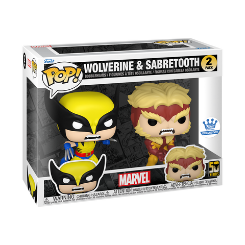 Funko POP! - Marvel - X-Men - Wolverine & Sabretooth - 2 pack - 50 Years - Funko Shop Exclusive